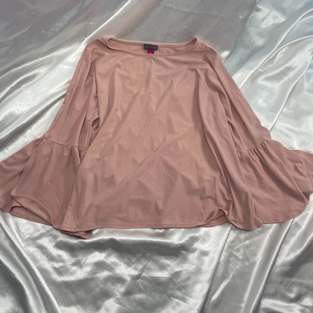 Vince Camuto Hammer Satin Pullover Blouse Women's Size Small Bell Sleeves